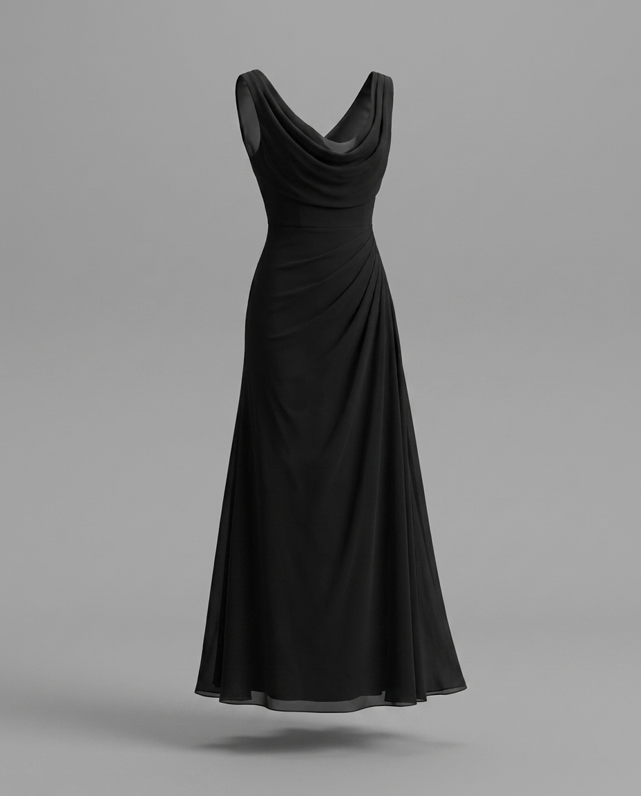 Cowl Neck Chiffon Maxi Dress